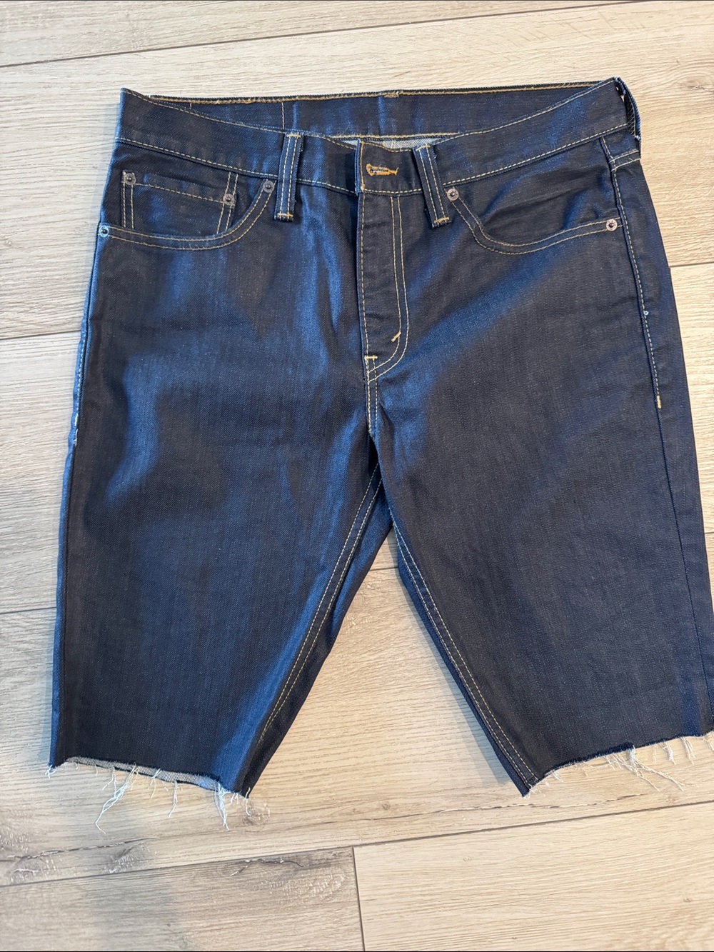 Men's Relaxed Dark Indigo Denim Cut-Off Shorts